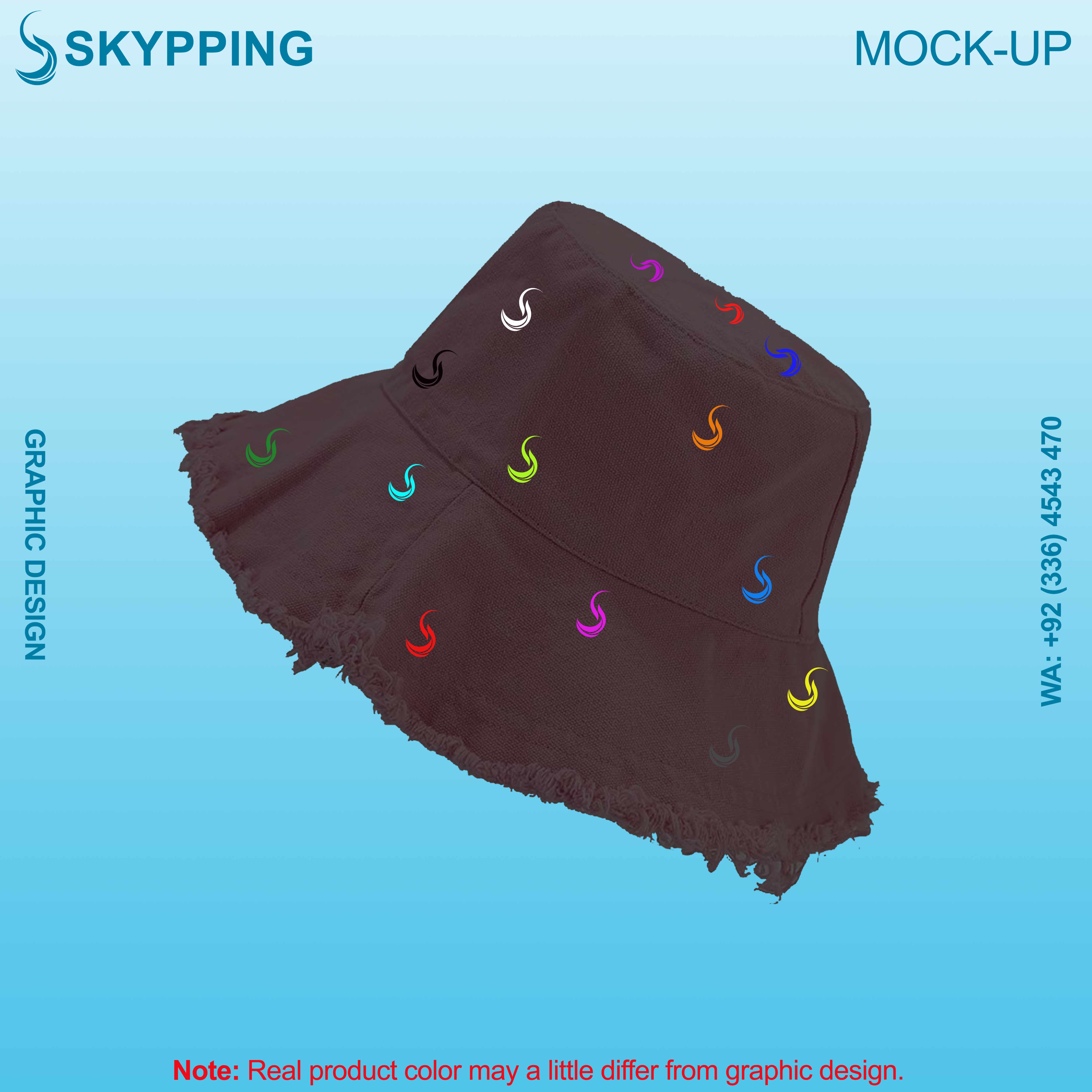 Rough Bucket Hat - Boonie Hat with multiple colored logo in embroidery with denim fabric